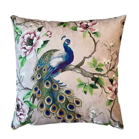 Austin Horn Classics Paradise Peacock 22in Decorative Pillow Velvet Finish NEW - Picture 4 of 16